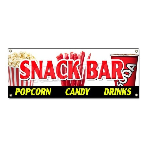 SNACK BAR CANDY POPCORN DRINKS BANNER SIGN cold sandwiches kettle corn